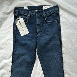 Rag & Bone Women Jeans Skinny High Rise Size 25 Denim with Black Tape Accent